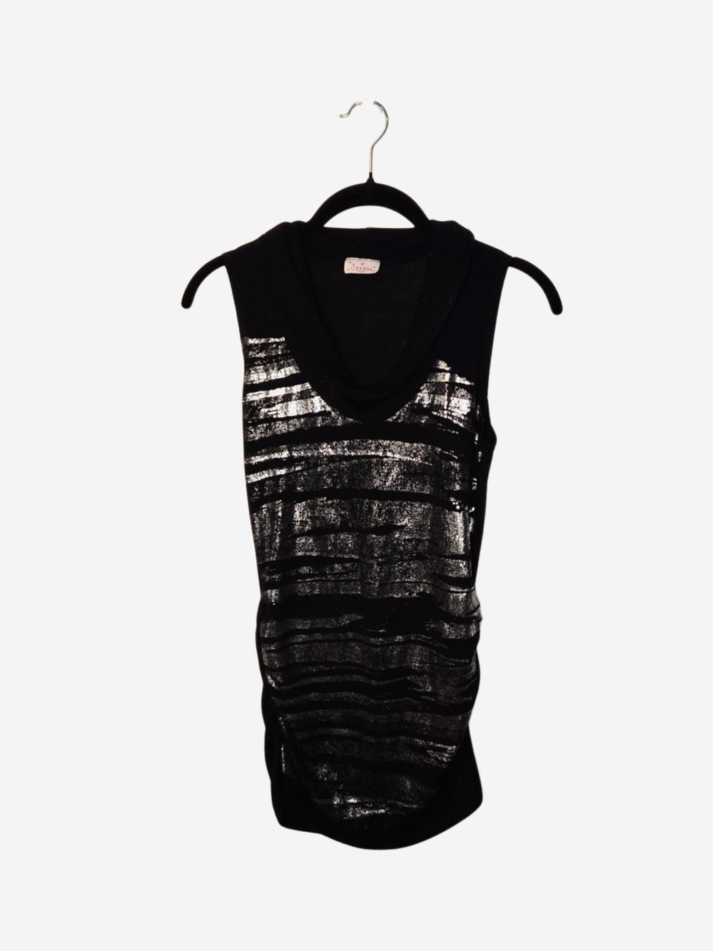 Y2k Sleeveless Black Metallic Cowl Neck Sweater Top!